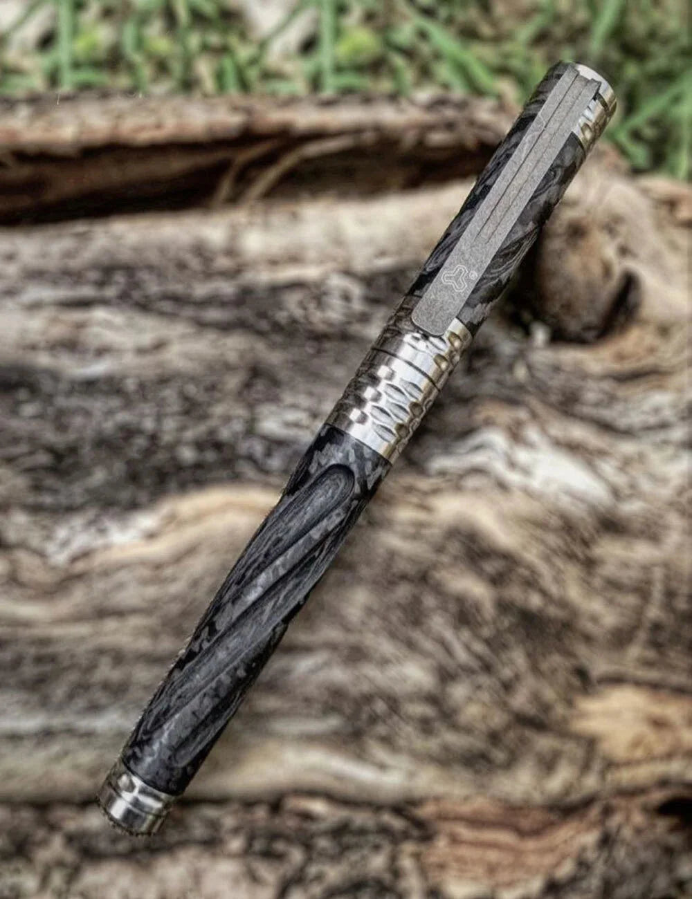 EDC Swirl Solid Titanium Carbon Fiber Tactical Ball-Point Business Signature Pen 07FC0E-D4 - KOEEK [2]