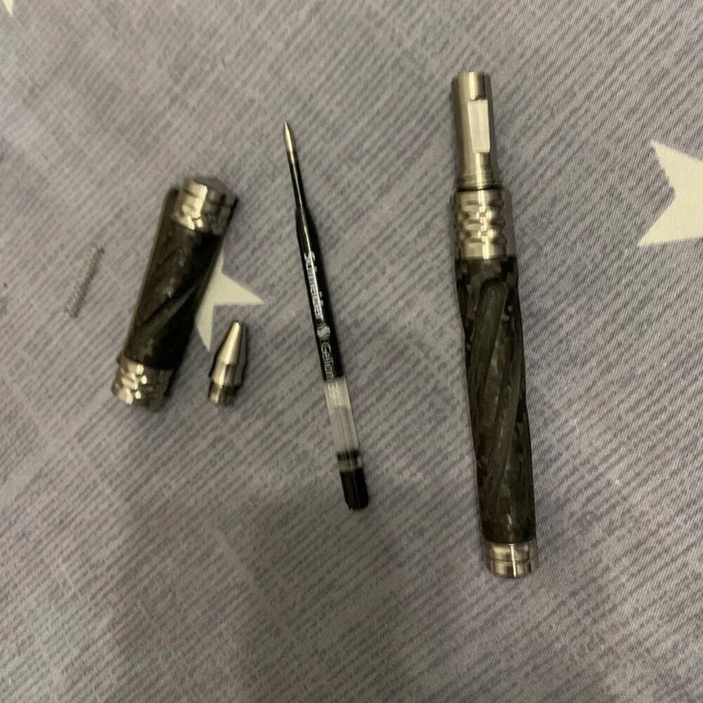 EDC Swirl Solid Titanium Carbon Fiber Tactical Ball-Point Business Signature Pen 07FC0E-D4 - KOEEK [3]
