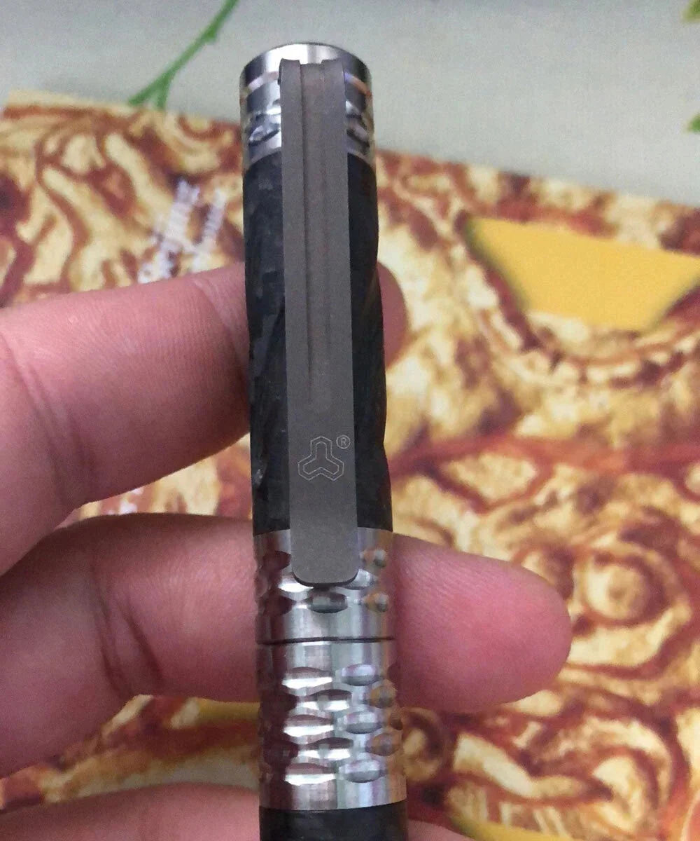 EDC Swirl Solid Titanium Carbon Fiber Tactical Ball-Point Business Signature Pen 07FC0E-D4 - KOEEK [8]