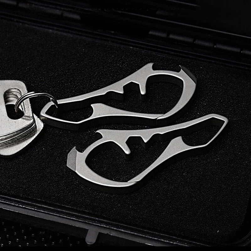 EDC Titanium Alloy Keychain Carabiner Waist Fast Hanging Buckle with Key Ring 07FC0E-D4 - KOEEK [5]