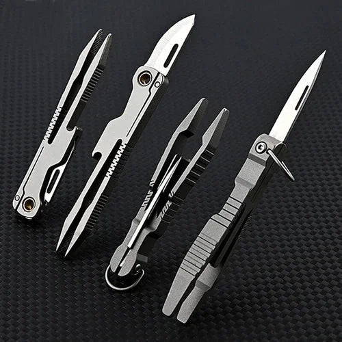 EDC Titanium Alloy Multi Tools Tweezers Opener Pocket Outdoor Folding Knife 07FC0E-D4 - KOEEK [1]