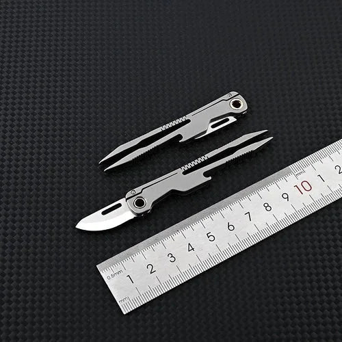 EDC Titanium Alloy Multi Tools Tweezers Opener Pocket Outdoor Folding Knife 07FC0E-D4 - KOEEK [6]