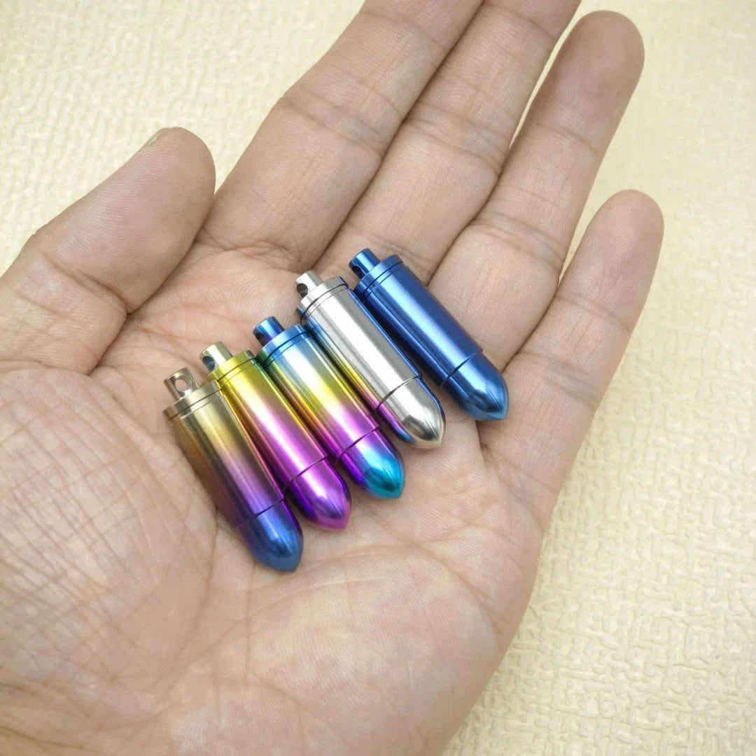 EDC Titanium Alloy Pill Case Container Portable Waterproof Box Keychain Pendant 07FC0E-D4 - KOEEK [1]