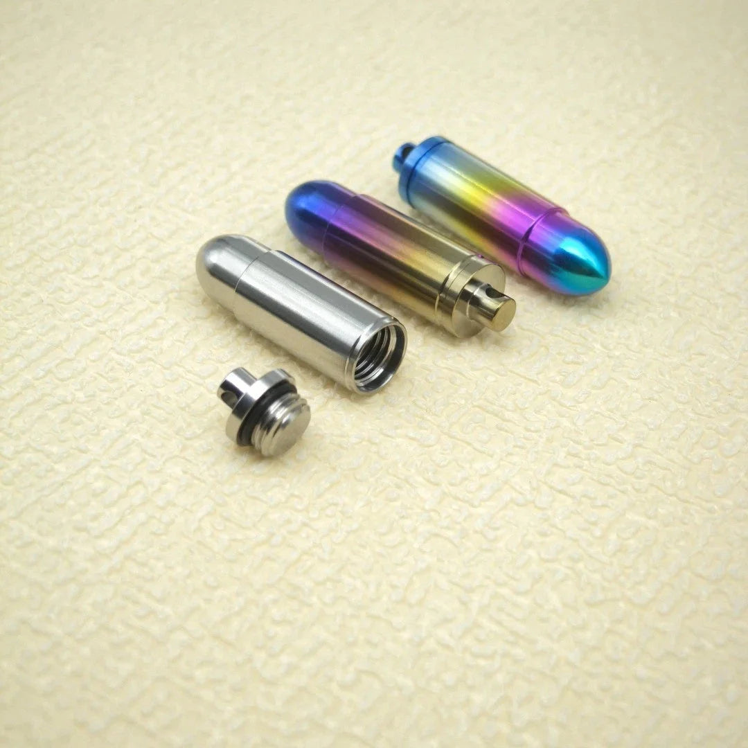 EDC Titanium Alloy Pill Case Container Portable Waterproof Box Keychain Pendant 07FC0E-D4 - KOEEK [6]