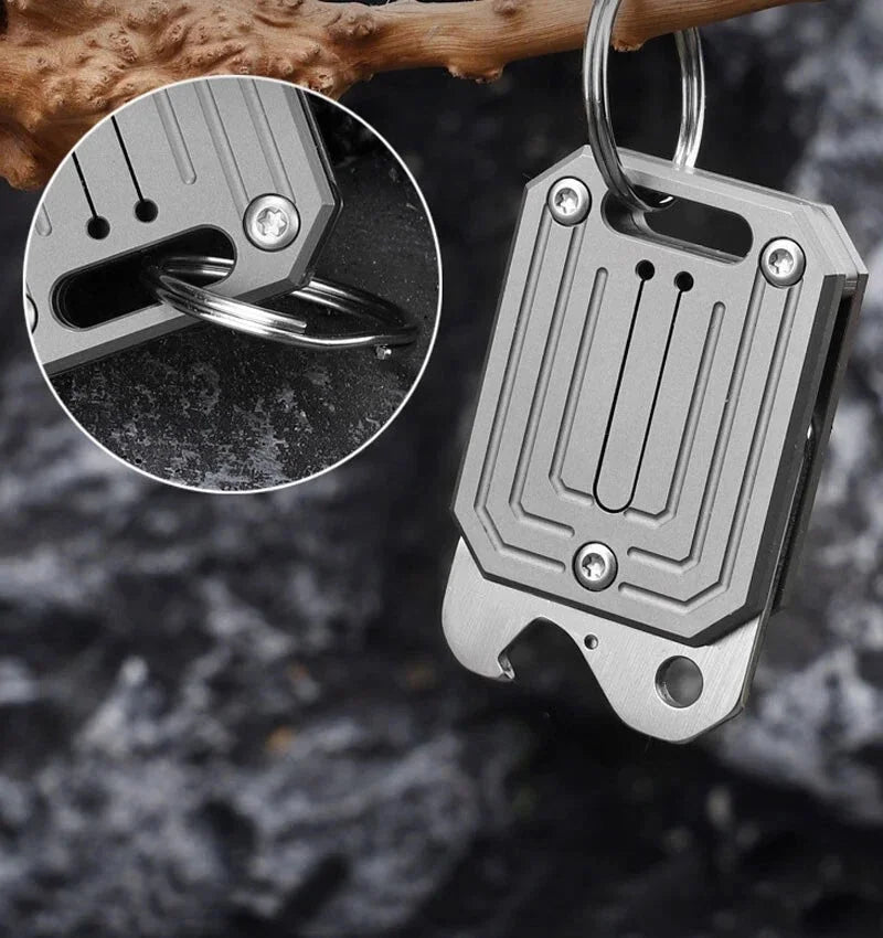 EDC Titanium Alloy Pocket Folding Knife Cutter Opener Mini Multi Tools Key chain 07FC0E-D4 - KOEEK [10]
