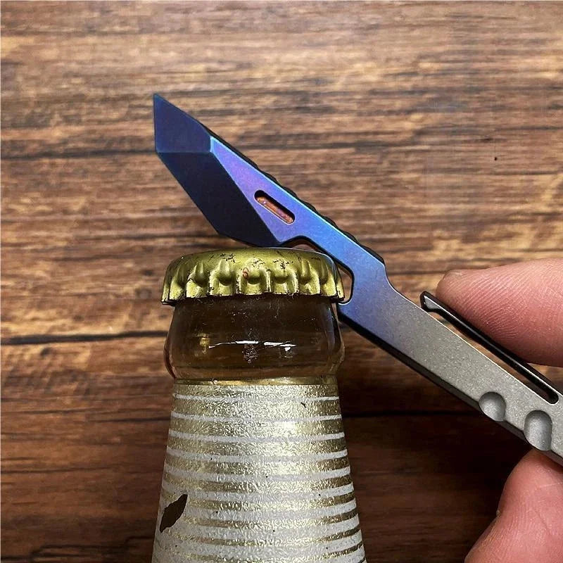 EDC Titanium Alloy Pry Bar Crowbar with Pocket Clip Bottle Opener Multi Tools 07FC0E-D4 - KOEEK [10]