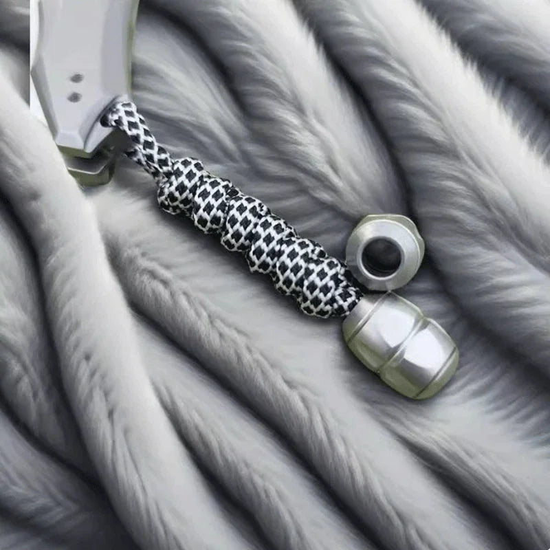 EDC Titanium Alloy Removable Knife Lanyard Bead Parachute Pendant DIY Keychain 07FC0E-D4 - KOEEK [11]
