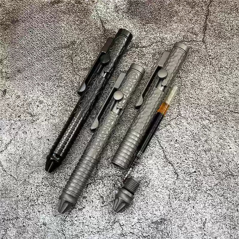 EDC Titanium Bolt Action Ballpoint Pen Pocket Writing Pen with Fidget Spinner 07FC0E-D4 - KOEEK [3]