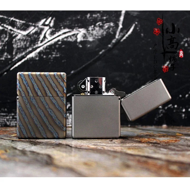 EDC Titanium Cigar Lighter Shell Heavy Square Box Windproof Kerosene Lighters HQ 07FC0E-D4 - KOEEK [1]
