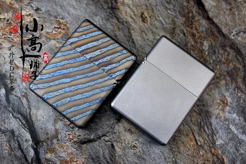 EDC Titanium Cigar Lighter Shell Heavy Square Box Windproof Kerosene Lighters HQ 07FC0E-D4 - KOEEK [2]
