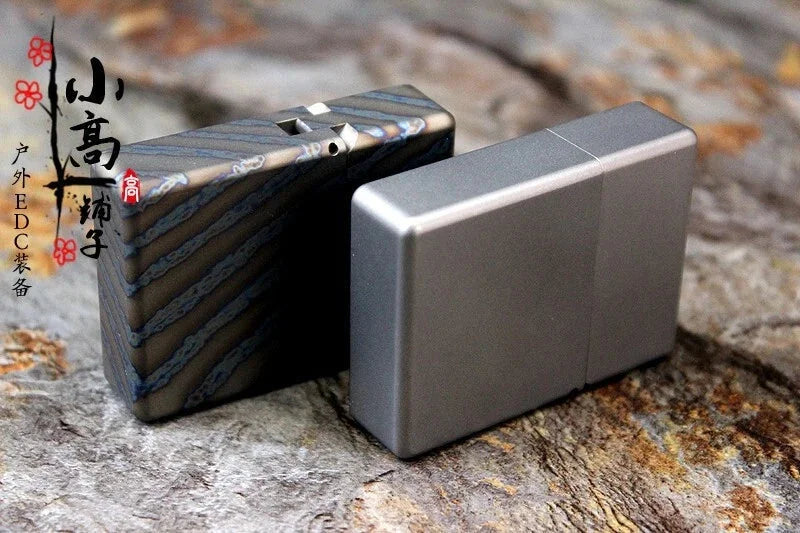 EDC Titanium Cigar Lighter Shell Heavy Square Box Windproof Kerosene Lighters HQ 07FC0E-D4 - KOEEK [4]