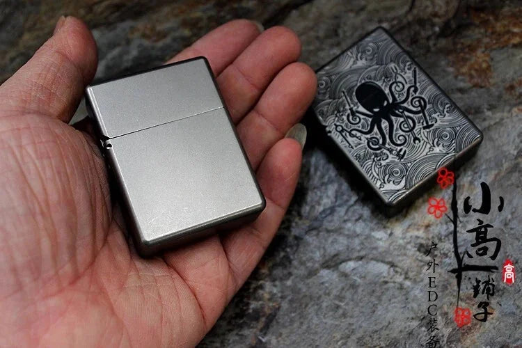 EDC Titanium Cigar Lighter Shell Heavy Square Box Windproof Kerosene Lighters HQ 07FC0E-D4 - KOEEK [8]