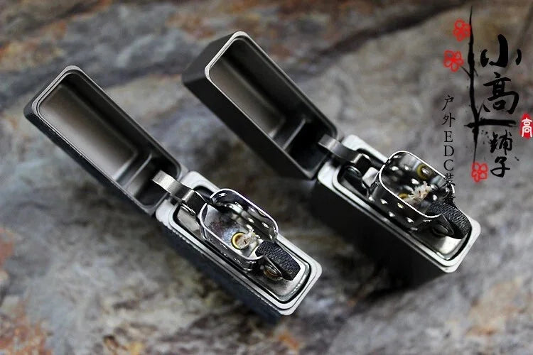 EDC Titanium Cigar Lighter Shell Heavy Square Box Windproof Kerosene Lighters HQ 07FC0E-D4 - KOEEK [9]