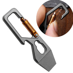 EDC Titanium Keychain Multi Tools Pry Bar Crowbar Bottle Opener with Carabiner 07FC0E-D4 - KOEEK [1]