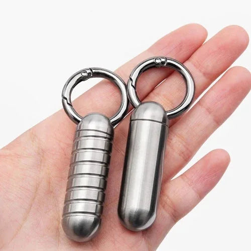 EDC Titanium Portable Waterproof Box Sealed Container Outdoor Keychain Pendant 07FC0E-D4 - KOEEK [1]
