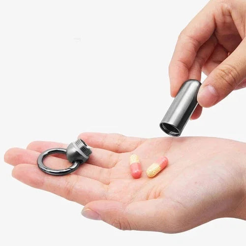 EDC Titanium Portable Waterproof Box Sealed Container Outdoor Keychain Pendant 07FC0E-D4 - KOEEK [5]