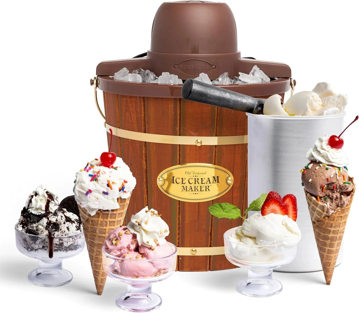 Electric Ice Cream Maker - Old Fashioned Soft Serve Ice Cream Machine Makes 07FC0E-D4 - KOEEK [1]