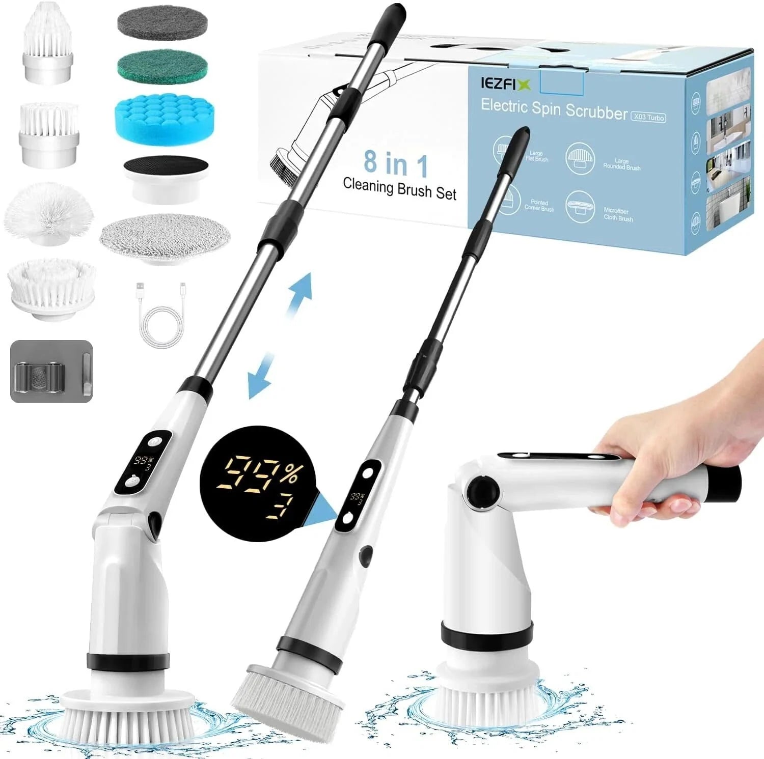 Electric rotary scrubber cleaning brush, bathroom scrubber, 3 adjustable speeds 07FC0E-D4 - KOEEK [2]
