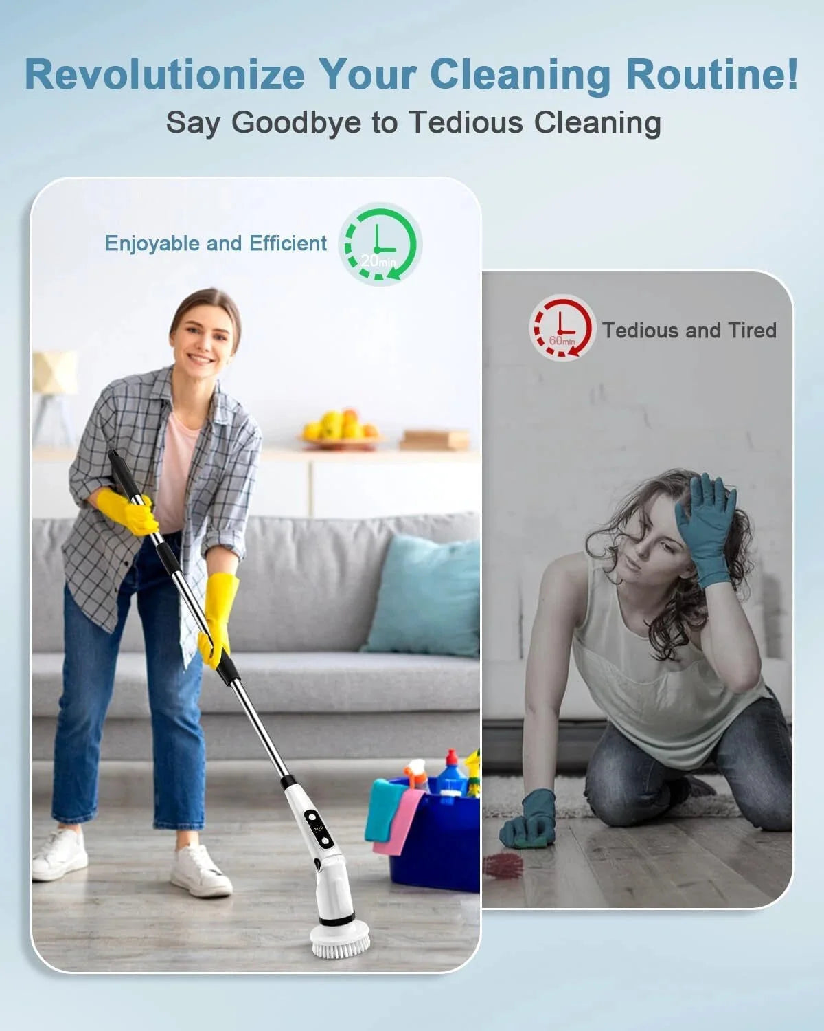 Electric rotary scrubber cleaning brush, bathroom scrubber, 3 adjustable speeds 07FC0E-D4 - KOEEK [3]