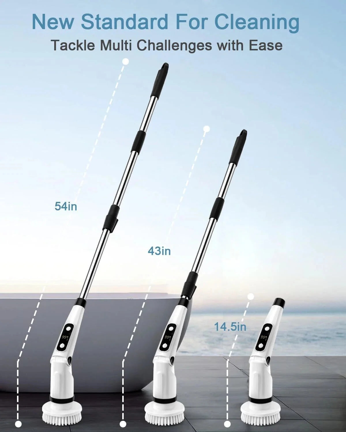 Electric rotary scrubber cleaning brush, bathroom scrubber, 3 adjustable speeds 07FC0E-D4 - KOEEK [5]