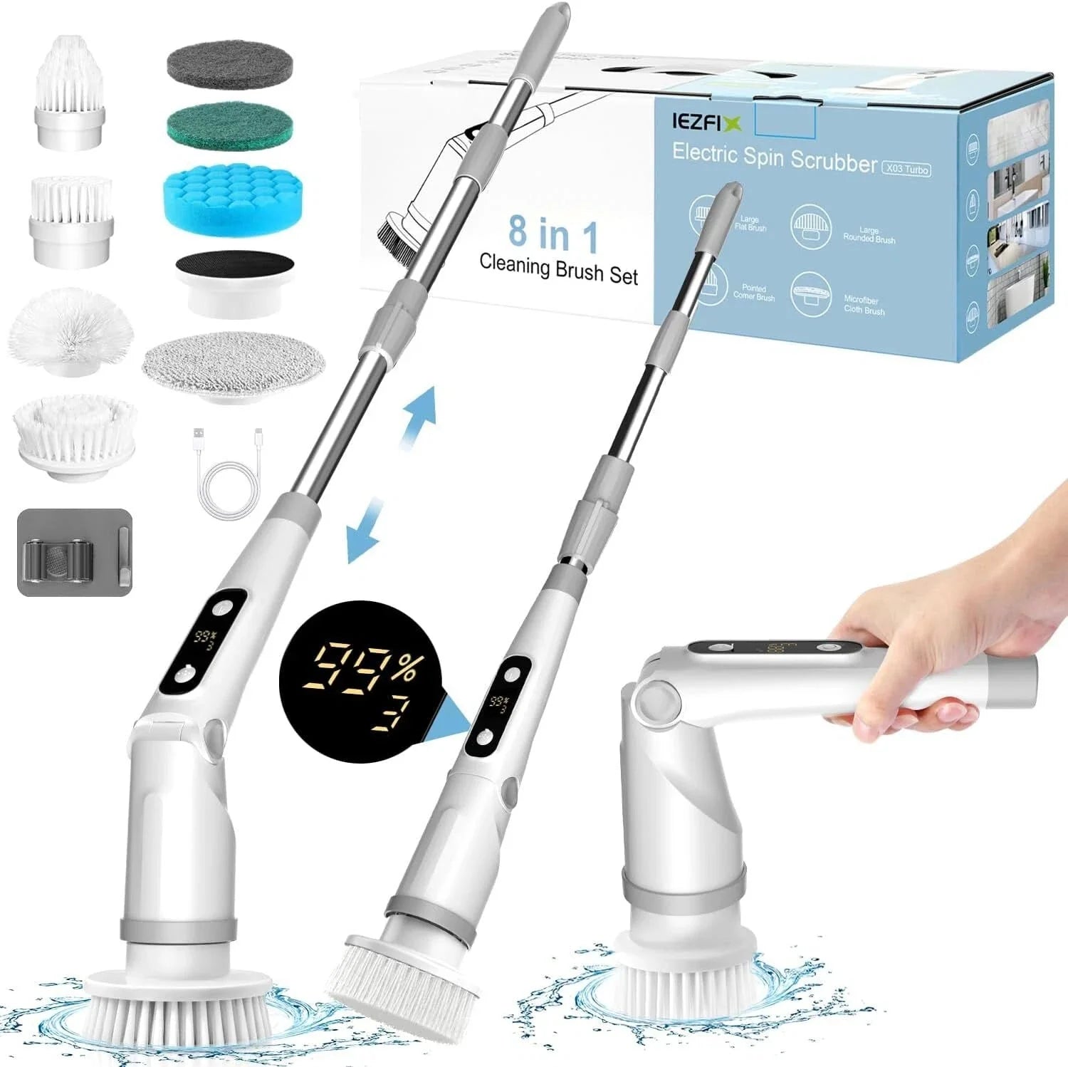 Electric rotary scrubber cleaning brush, bathroom scrubber, 3 adjustable speeds 07FC0E-D4 - KOEEK [7]