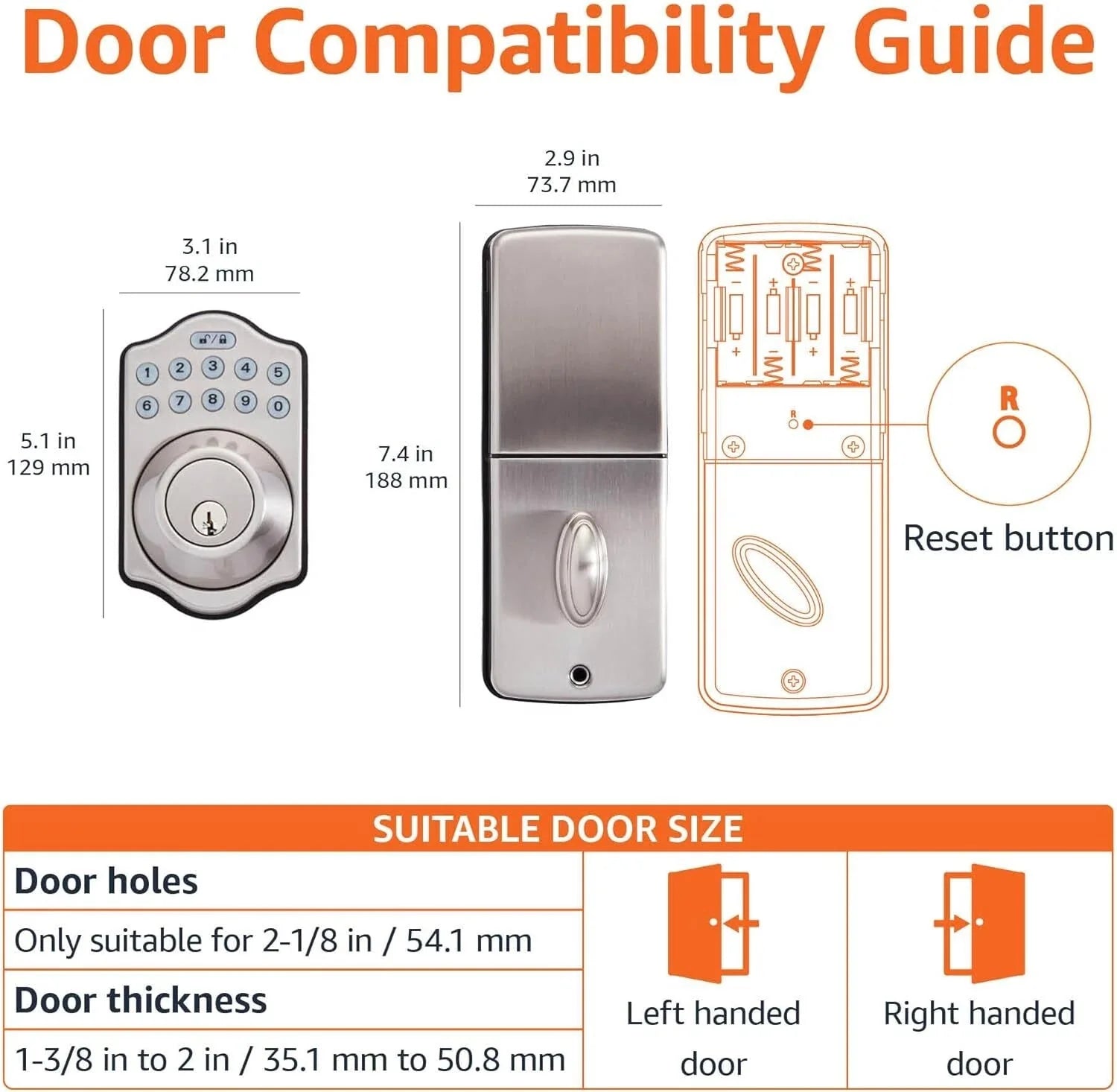 Electronic keypad door locks w/touch control keyless entry w/key entry option 07FC0E-D4 - KOEEK [5]