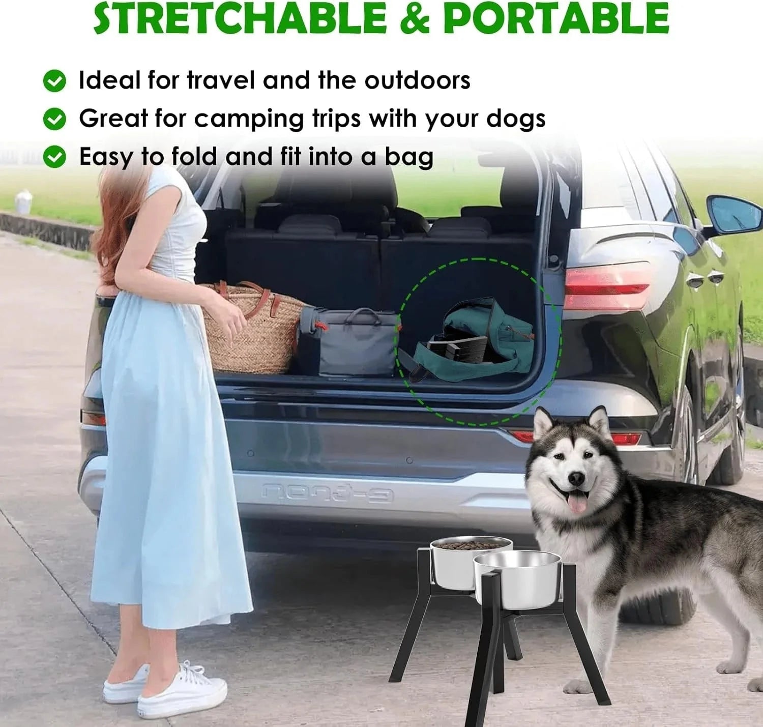 Elevated Dog Bowl Stand for Large Dogs, Adjustable Width 7-10.6" 07FC0E-D4 - KOEEK [5]