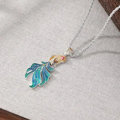 Enamel Koi Fish Lucky Necklace Vintage Blue Pendant Chinese Style Enamel Choker 07FC0E-D4 - KOEEK [4]