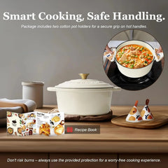 Enameled Cast Iron Dutch Oven - 5.5QT Pan with Lid Cookbook and Cotton Pan Mat 07FC0E-D4 - KOEEK [2]