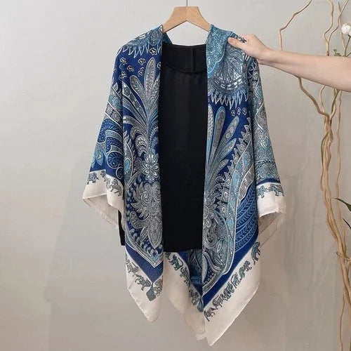 Ethnic Style Cotton Linen Square Scarf 130cm Boho Wrap Shawl for Women Vacation 07FC0E-D4 - KOEEK [1]