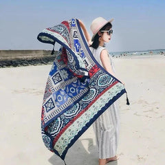 Ethnic Style Shawl Scarf Red Desert Wrap Sunscreen Travel Beach Head Cover 07FC0E-D4 - KOEEK [2]