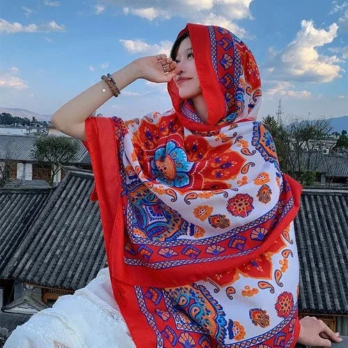 Ethnic Style Sun Protection Scarf Summer Shawl Beach Travel Wrap For Women 07FC0E-D4 - KOEEK [1]