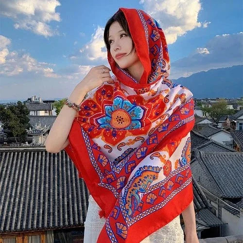 Ethnic Style Sun Protection Scarf Summer Shawl Beach Travel Wrap For Women 07FC0E-D4 - KOEEK [2]