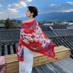 Ethnic Style Sun Protection Scarf Summer Shawl Beach Travel Wrap For Women 07FC0E-D4 - KOEEK [3]