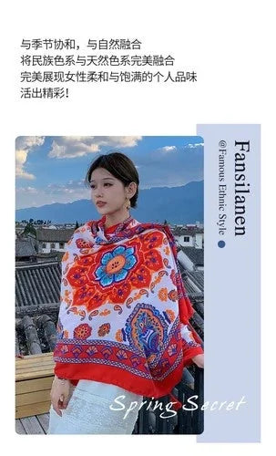 Ethnic Style Sun Protection Scarf Summer Shawl Beach Travel Wrap For Women 07FC0E-D4 - KOEEK [6]