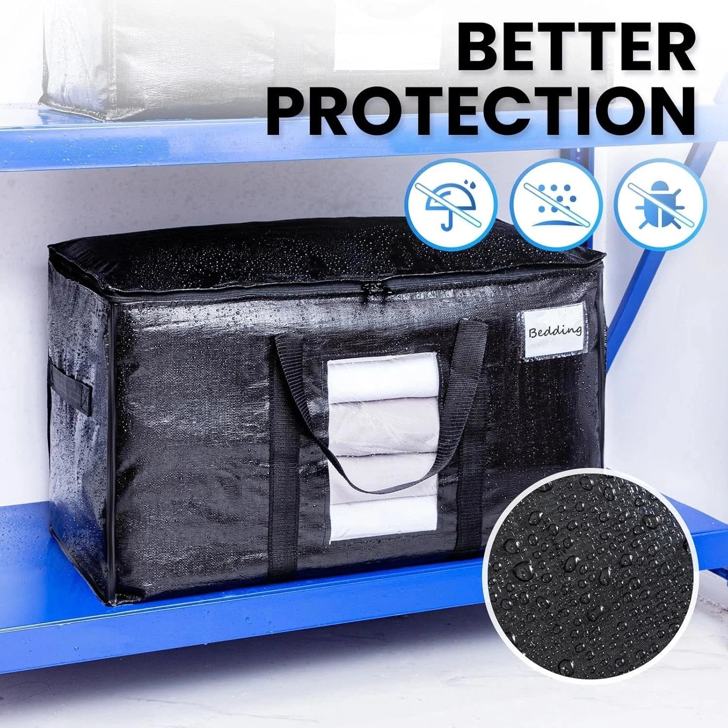 Extra-large moving bags, set of 8 black heavy-duty storage bags 07FC0E-D4 - KOEEK [8]