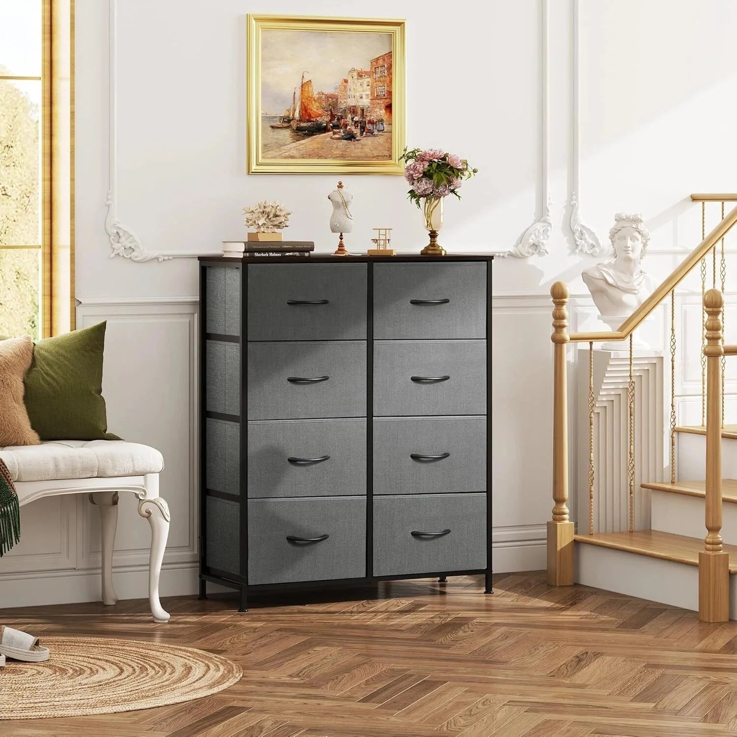 Fabric dresser for bedroom, high dresser with 8 drawers 07FC0E-D4 - KOEEK [5]
