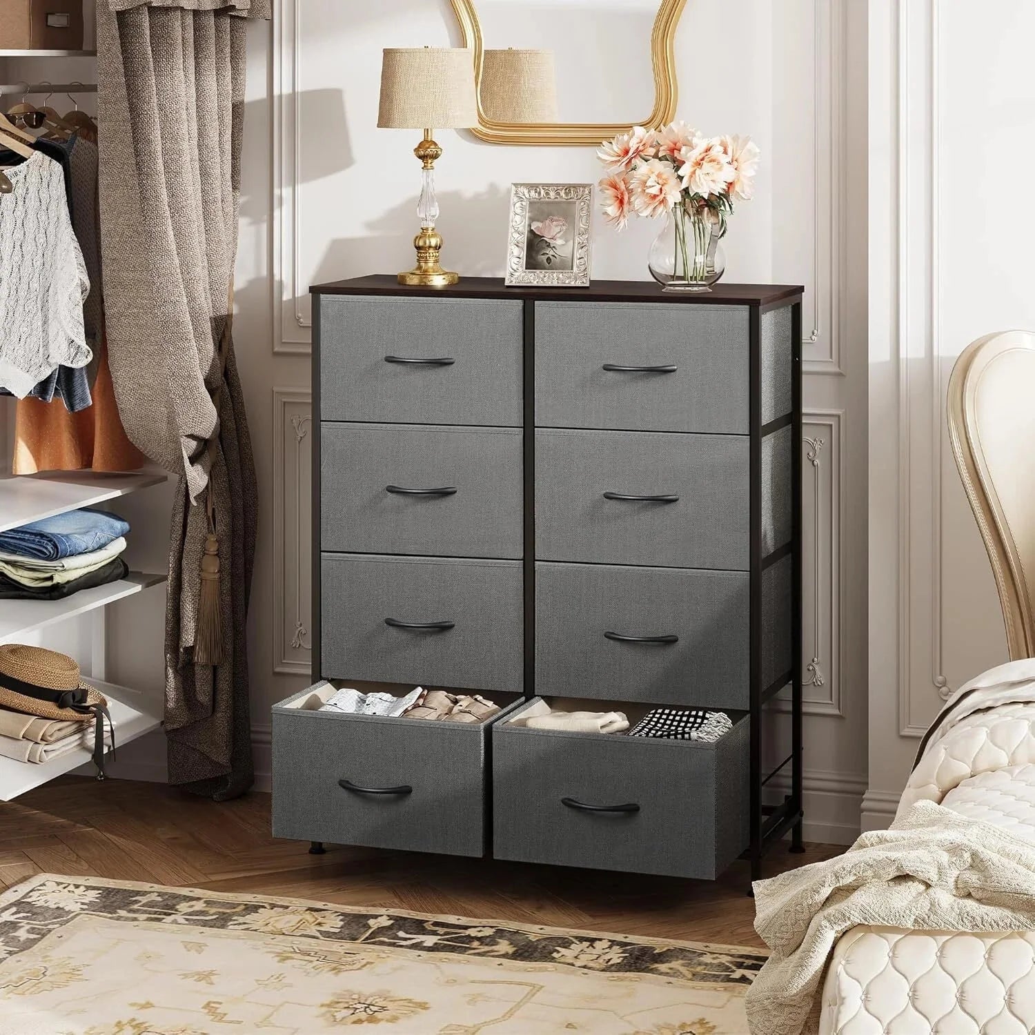 Fabric dresser for bedroom, high dresser with 8 drawers 07FC0E-D4 - KOEEK [9]