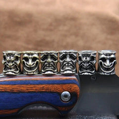 Facial Expressions Smile Angry Sad Face Brass Paracord Bead Lanyard Pendant DIY 07FC0E-D4 - KOEEK [3]