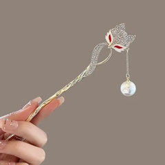 Faux Pearl Hairpin for Women Simple Chinese Style Tassel Hanfu Qipao Accessory 07FC0E-D4 - KOEEK [1]