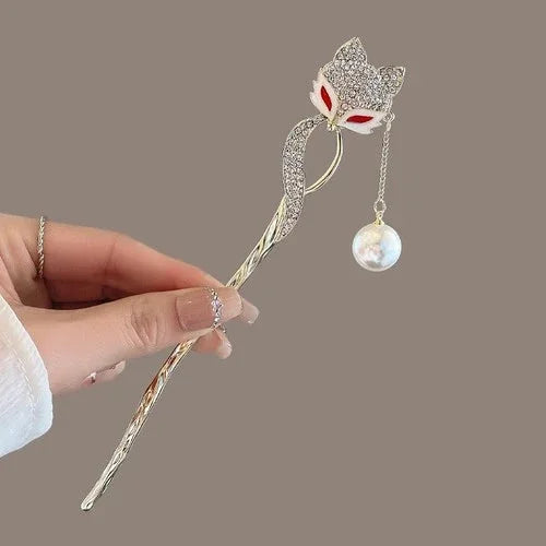 Faux Pearl Hairpin for Women Simple Chinese Style Tassel Hanfu Qipao Accessory 07FC0E-D4 - KOEEK [2]