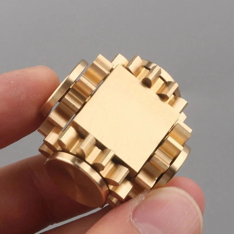 Fidget Spinner Four Gear Cube Brass Gyro Mechanical Fidget Slider EDC Toys Gift 07FC0E-D4 - KOEEK [2]