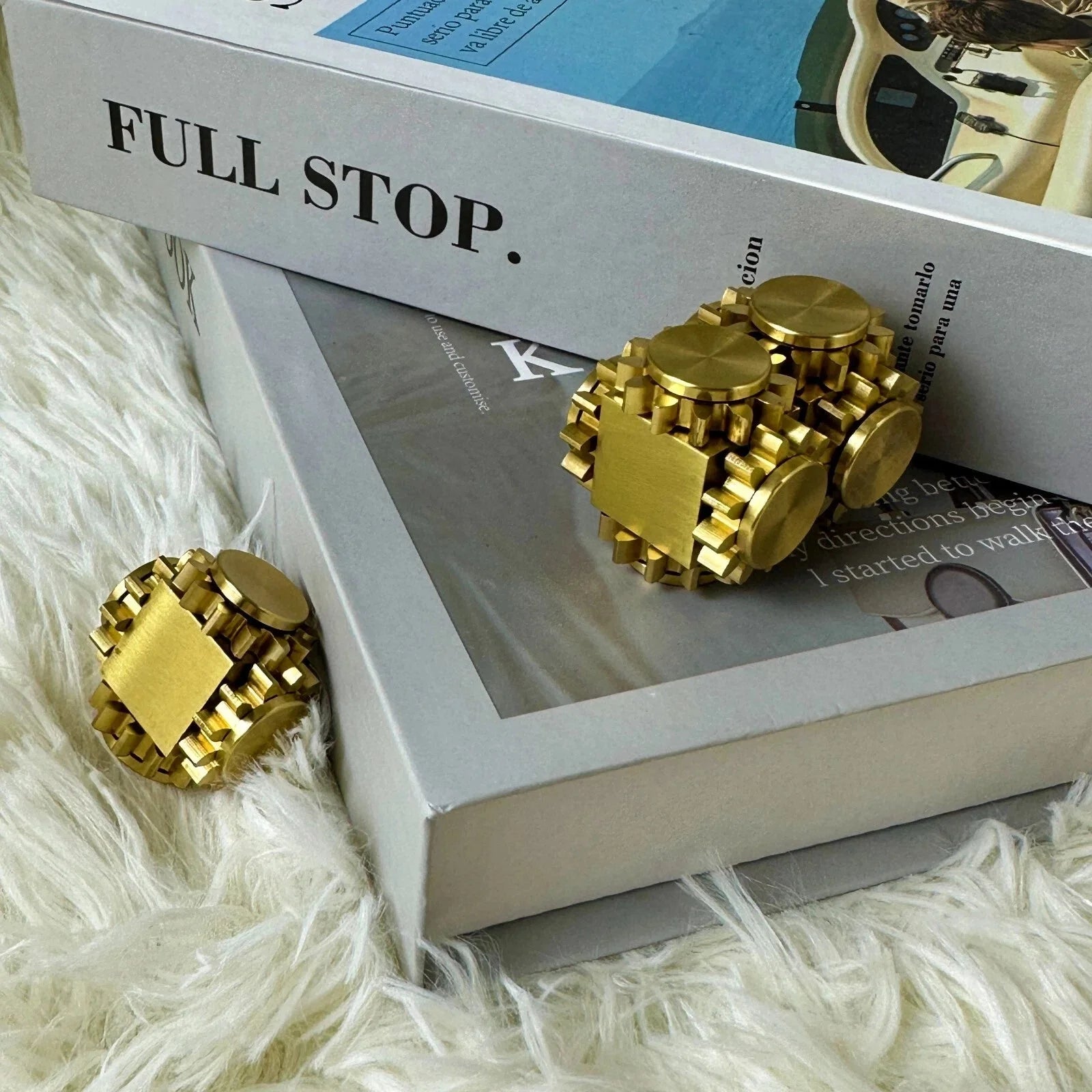 Fidget Spinner Four Gear Cube Brass Gyro Mechanical Fidget Slider EDC Toys Gift 07FC0E-D4 - KOEEK [6]