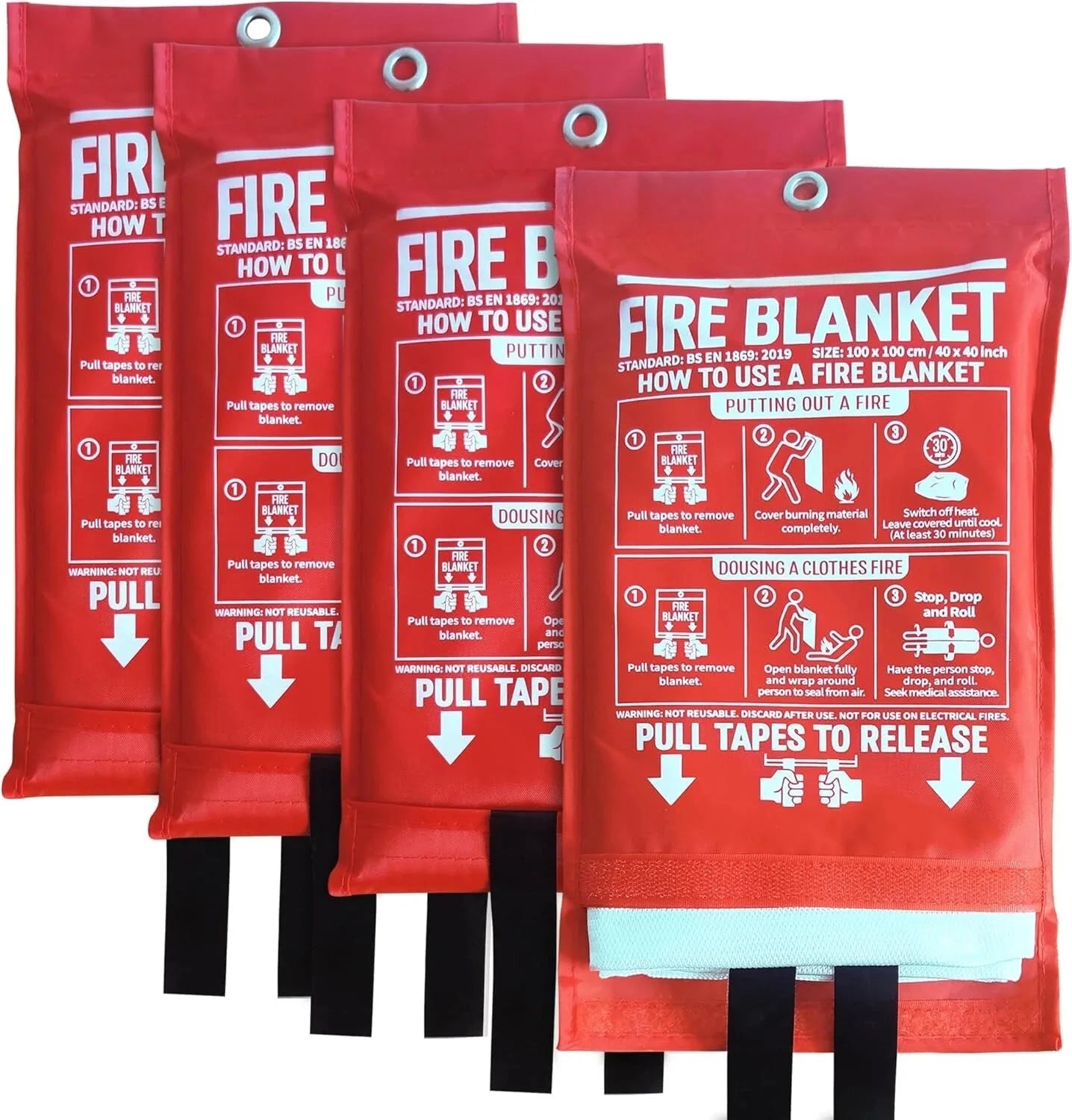Fire Blanket for Home and Kitchen,40" x 40",4 Pack,Emergency Fire Blanket 07FC0E-D4 - KOEEK [2]