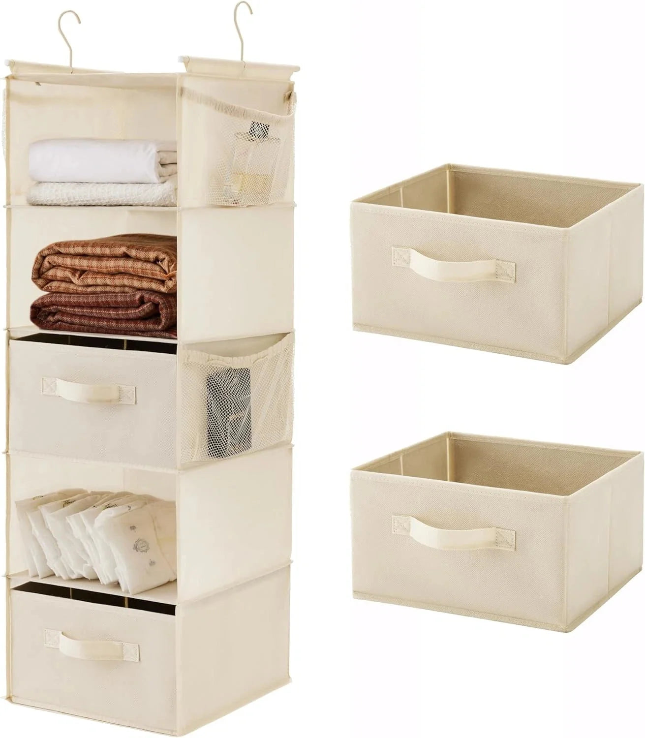 Five-tier hanging wardrobe storage rack, fabric hanging shelf 07FC0E-D4 - KOEEK [1]