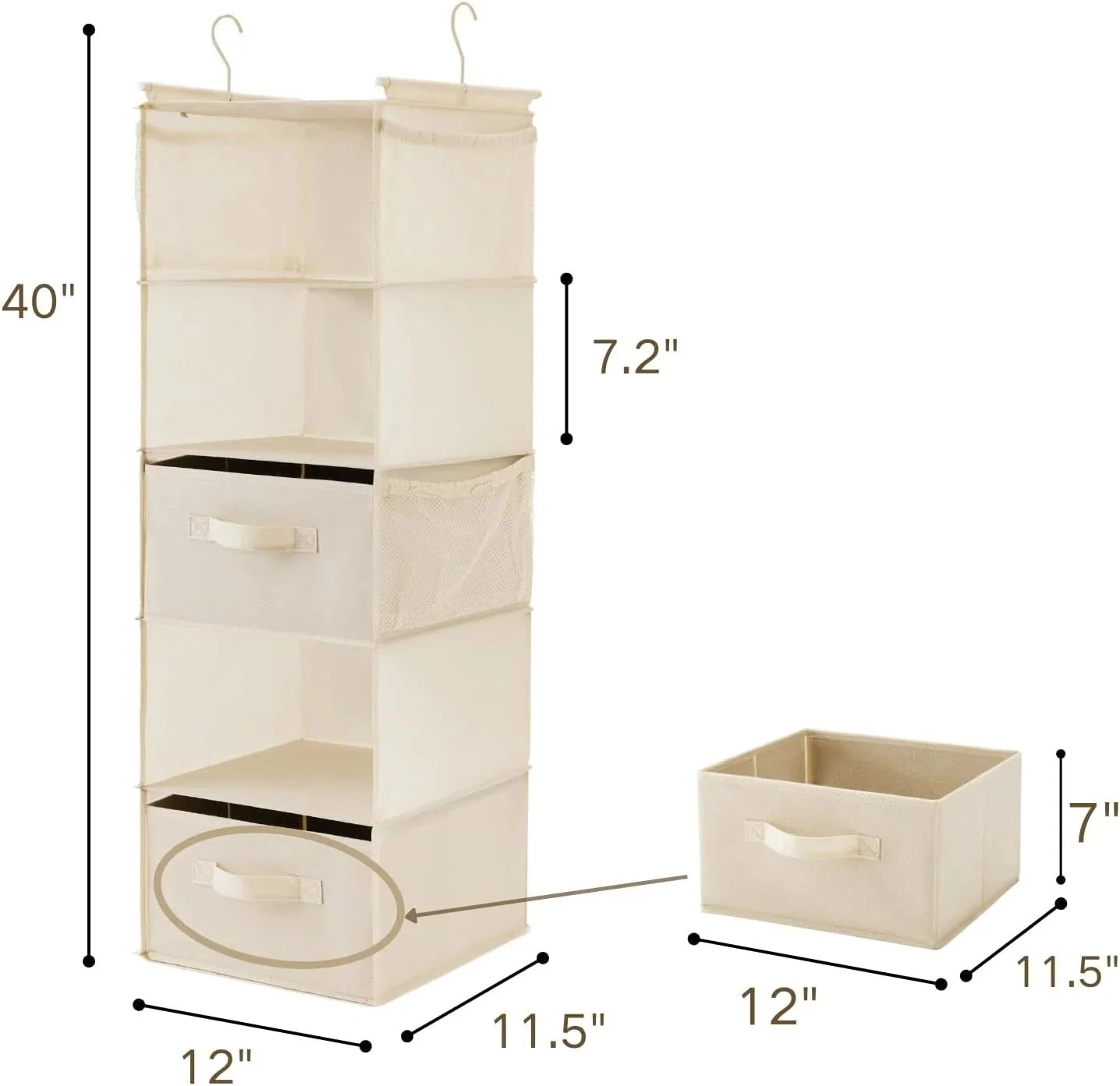 Five-tier hanging wardrobe storage rack, fabric hanging shelf 07FC0E-D4 - KOEEK [3]