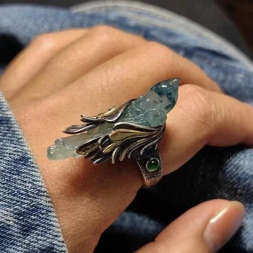 Flying Bird Open Ring Retro Chinese Style Adjustable Finger Ring Gift 07FC0E-D4 - KOEEK [1]