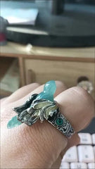 Flying Bird Open Ring Retro Chinese Style Adjustable Finger Ring Gift 07FC0E-D4 - KOEEK [3]