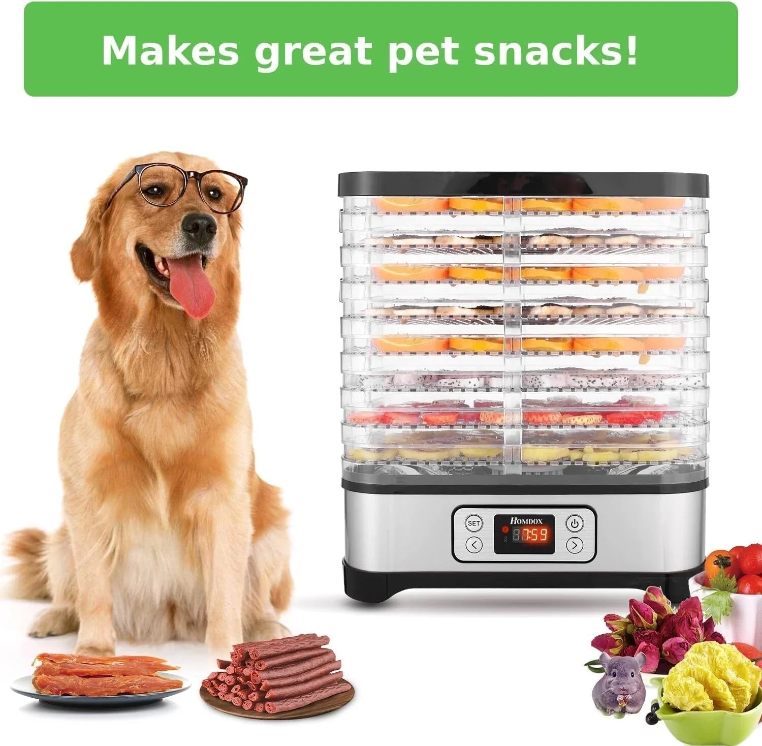 Food Dehydrator, 8 BPA-Free Trays, 400 Watt Dehydrator 07FC0E-D4 - KOEEK [7]