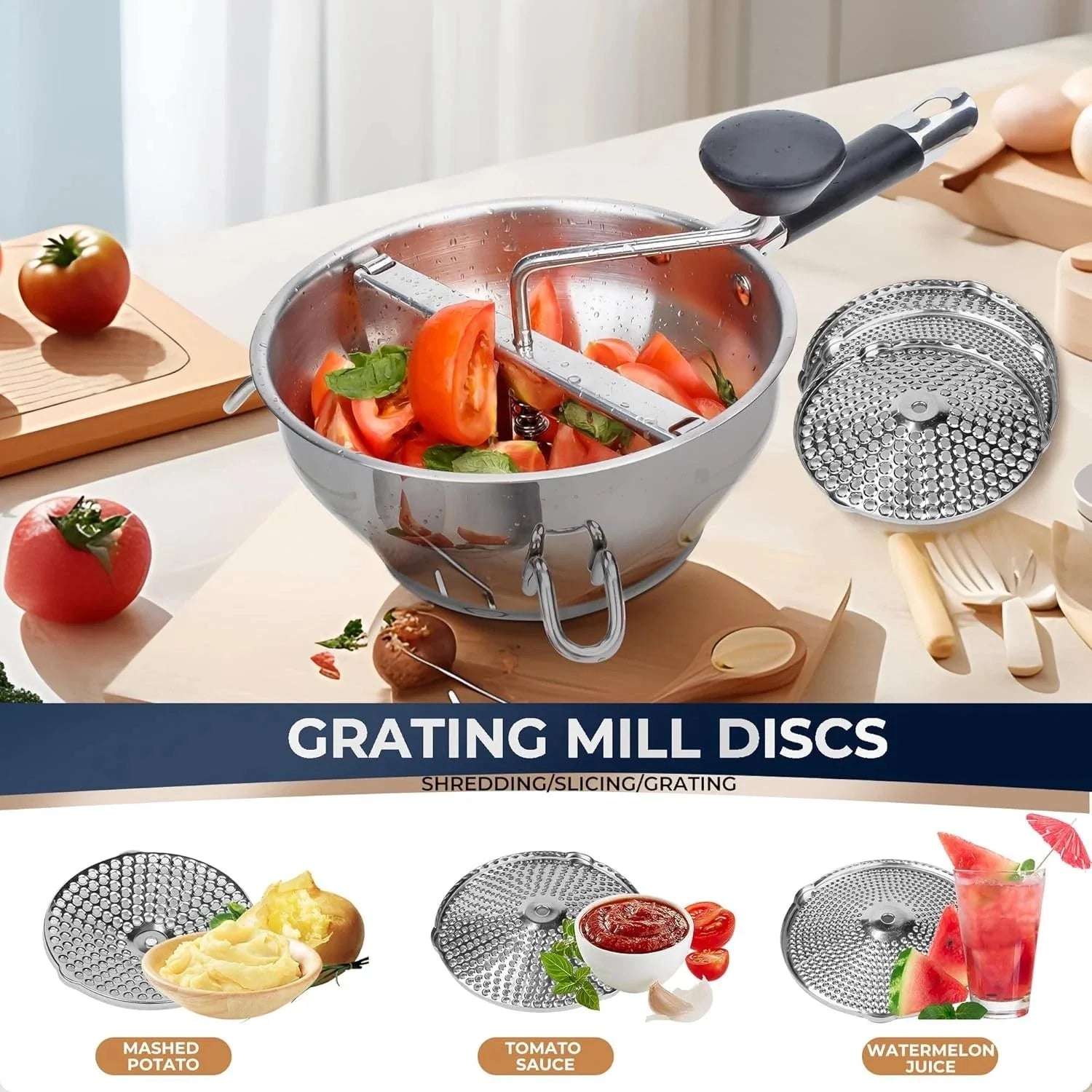 Food grinder made of stainless steel, equipped with 3 grinding discs 07FC0E-D4 - KOEEK [7]